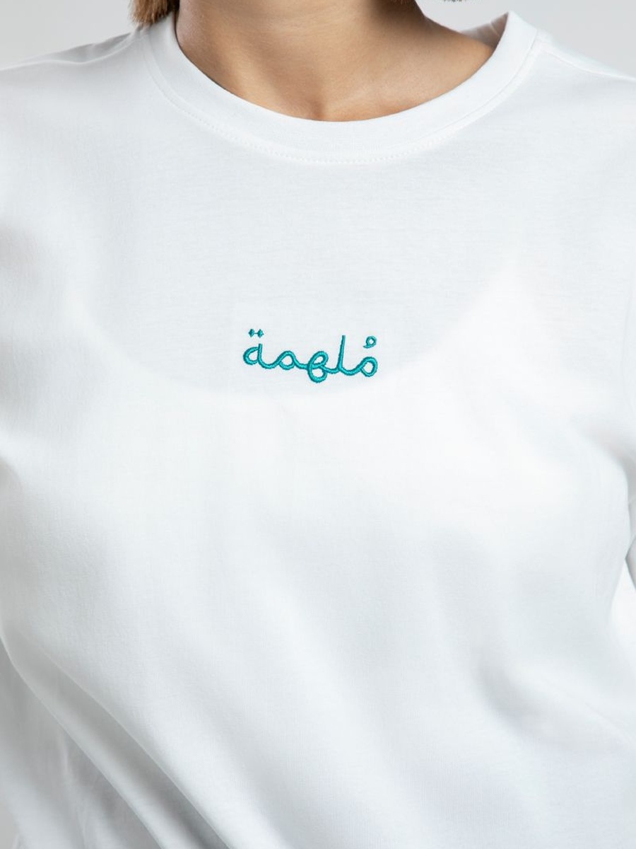 Embroidered Arabic Lettering Statement T-Shirt