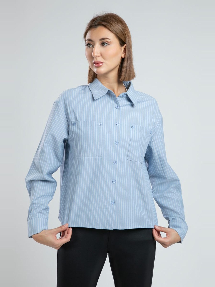 Striped Cropped Shirt with Pockets