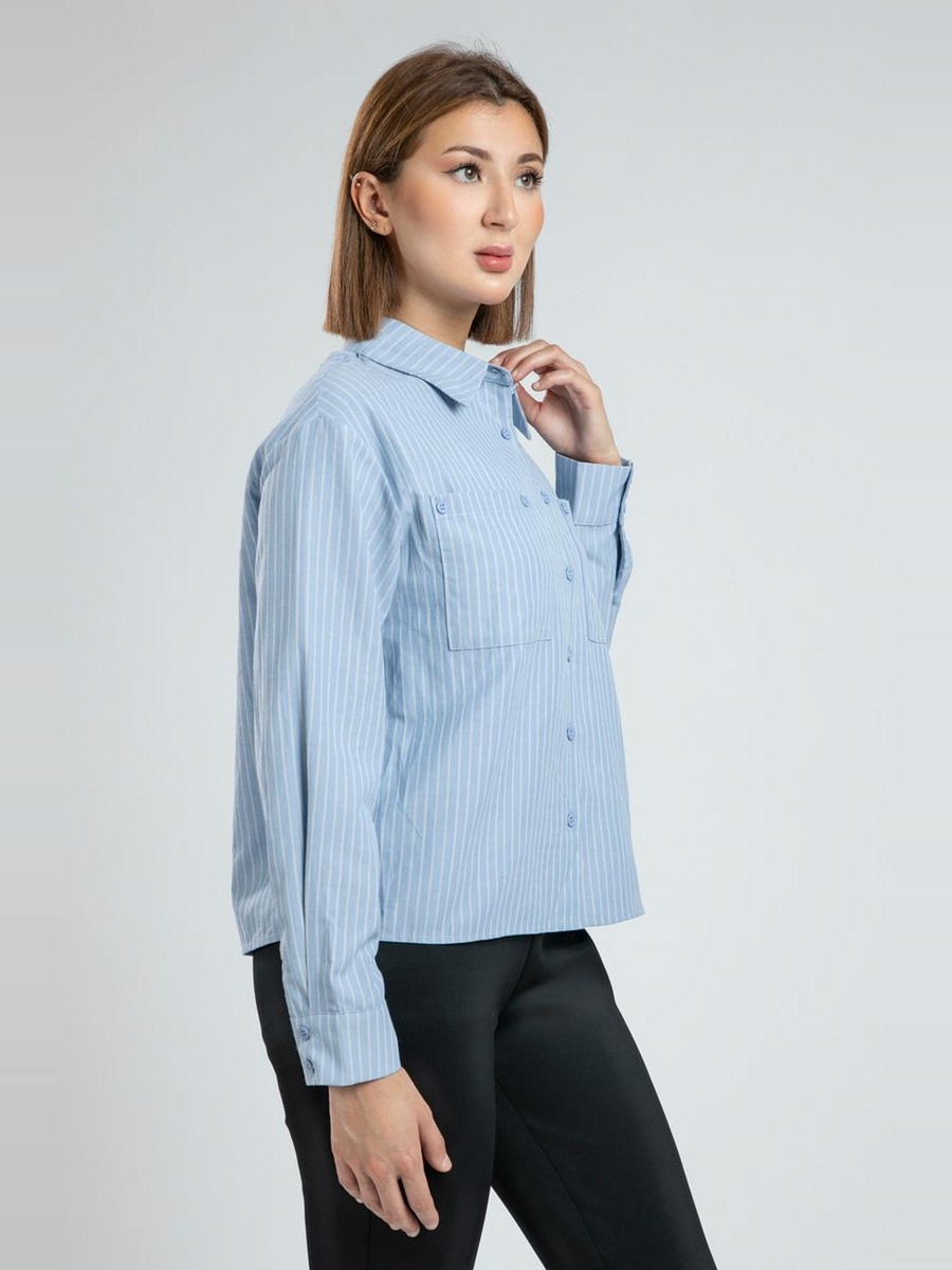 Striped Cropped Shirt with Pockets