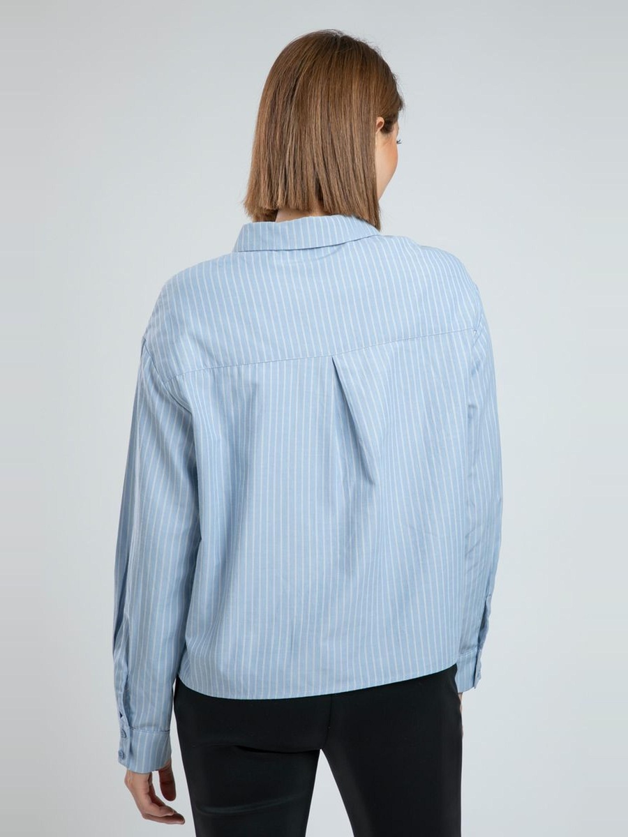 Striped Cropped Shirt with Pockets