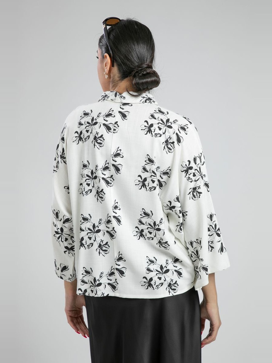 Floral Print Shirt with Wide Sleeves