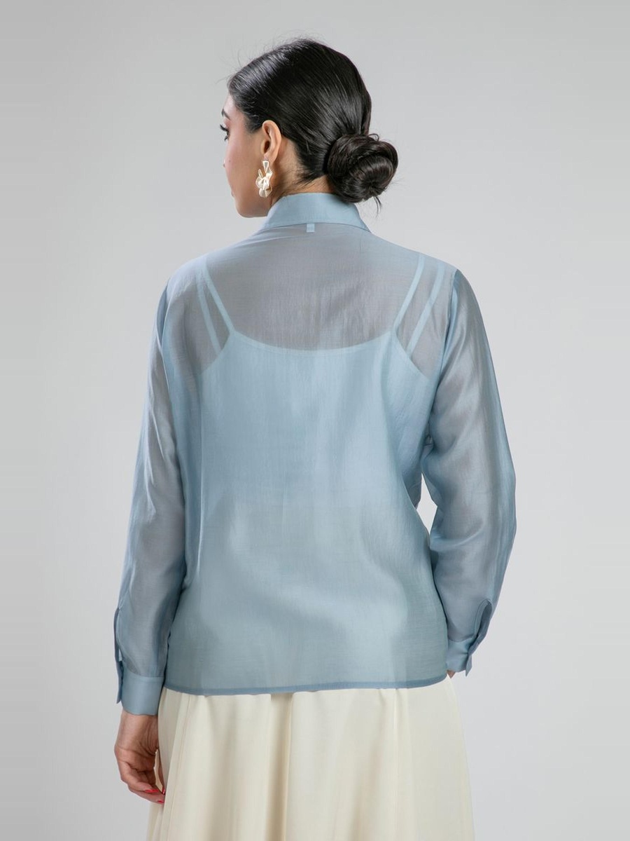 Sheer Draped Knot Shirt