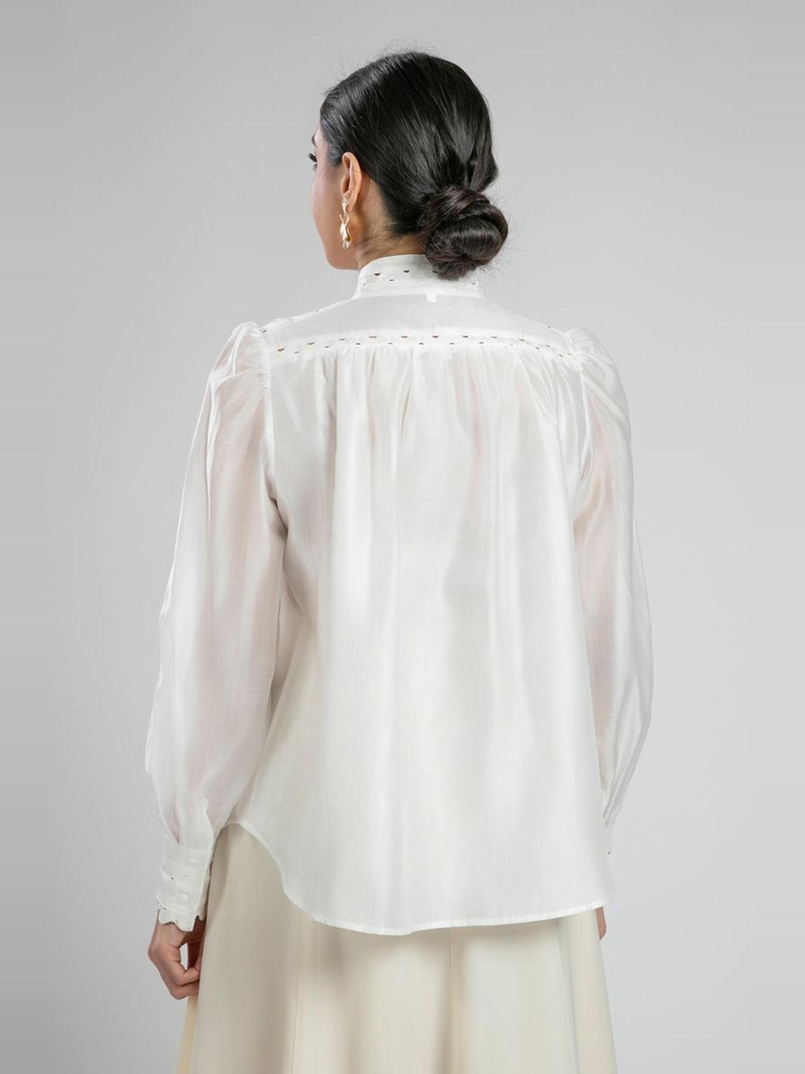 Scallop Trim Button Down Shirt