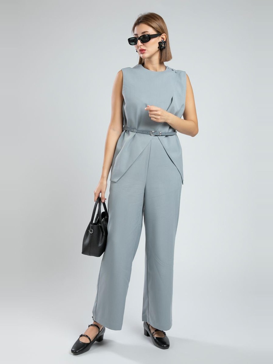 Classic Wide Leg Office Pants with Elastic Waist