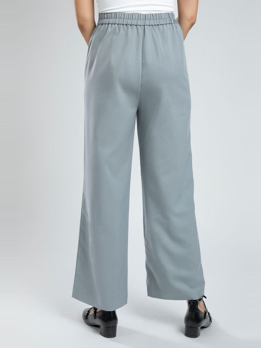 Classic Wide Leg Office Pants with Elastic Waist
