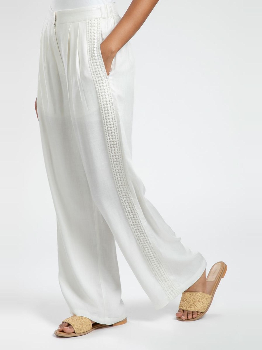 Flowy Wide Leg Pants with Crochet Detail