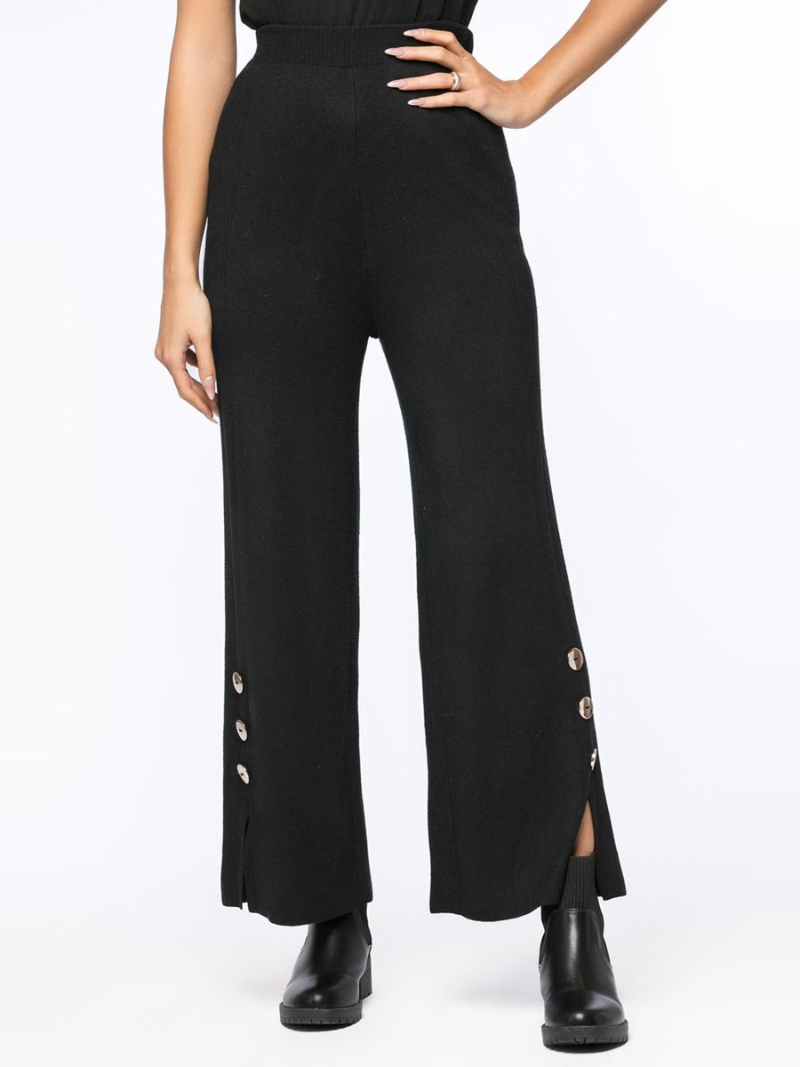 Knitted Pants with Buttons And Slits