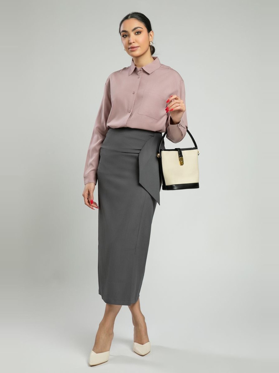 Midi Bodycon Skirt with Front Slit