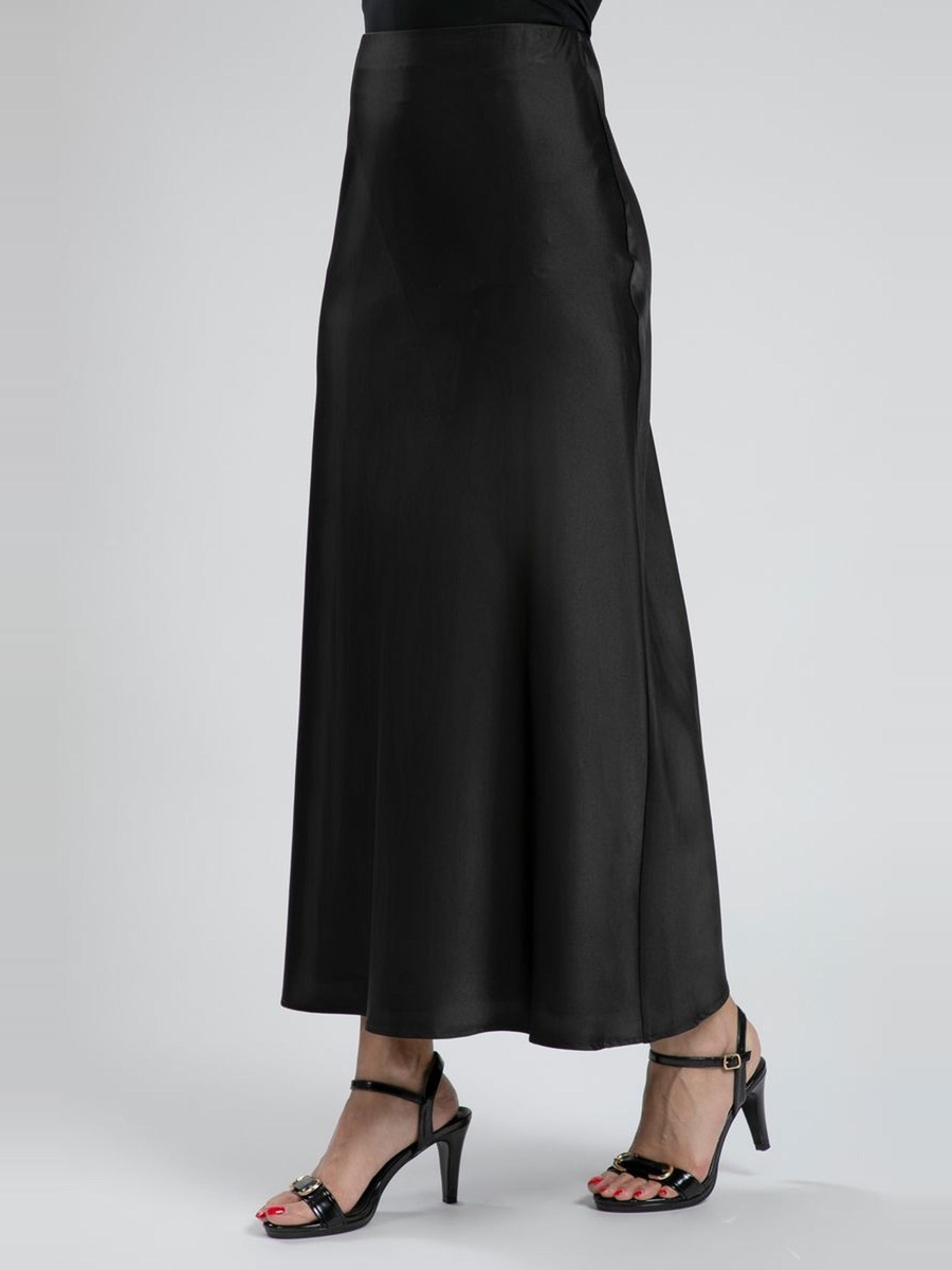 Satin Maxi Flared Skirt