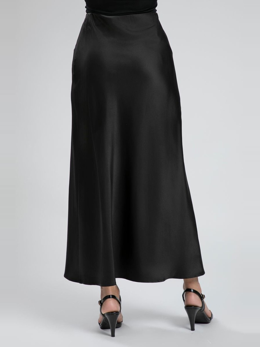 Satin Maxi Flared Skirt