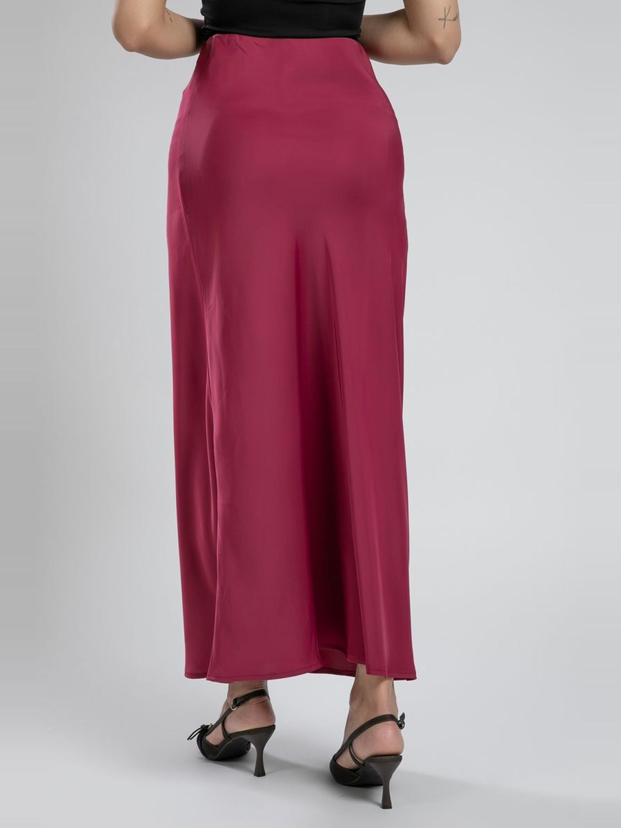 Satin Maxi Flared Skirt