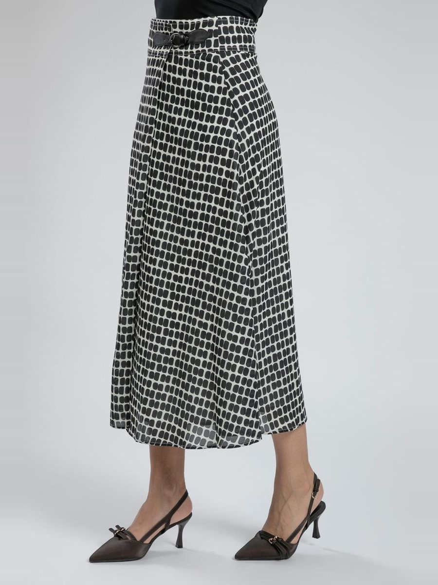 Geometric Print Midi Skirt with Belt