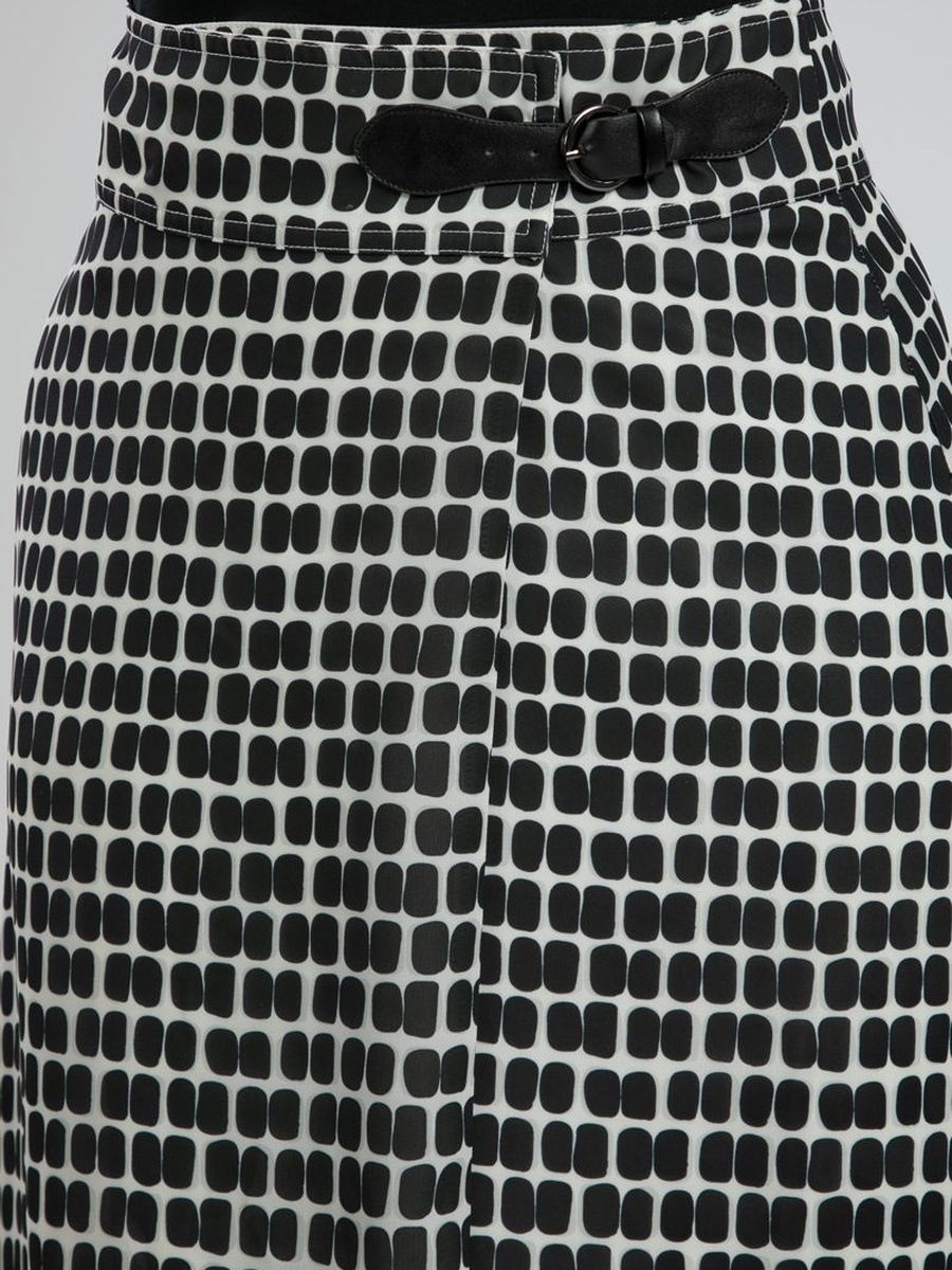 Geometric Print Midi Skirt with Belt