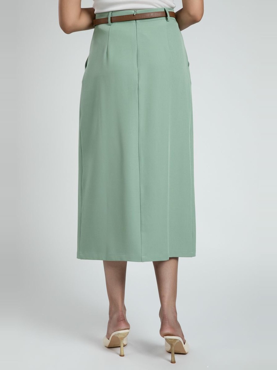 Elegant Midi Skirt with Waist Belt