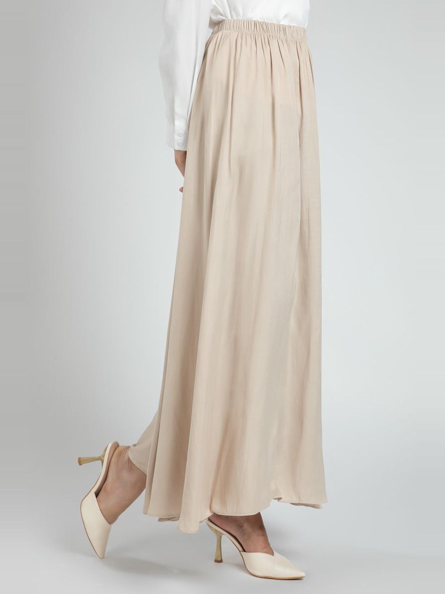 Flowy Maxi Office Skirt with Elastic Waist