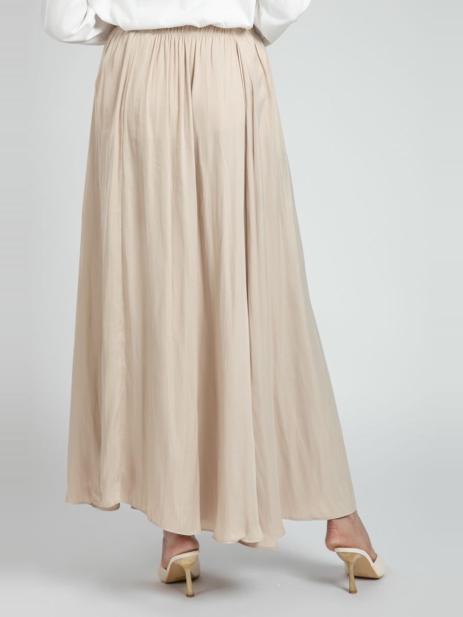 Flowy Maxi Office Skirt with Elastic Waist