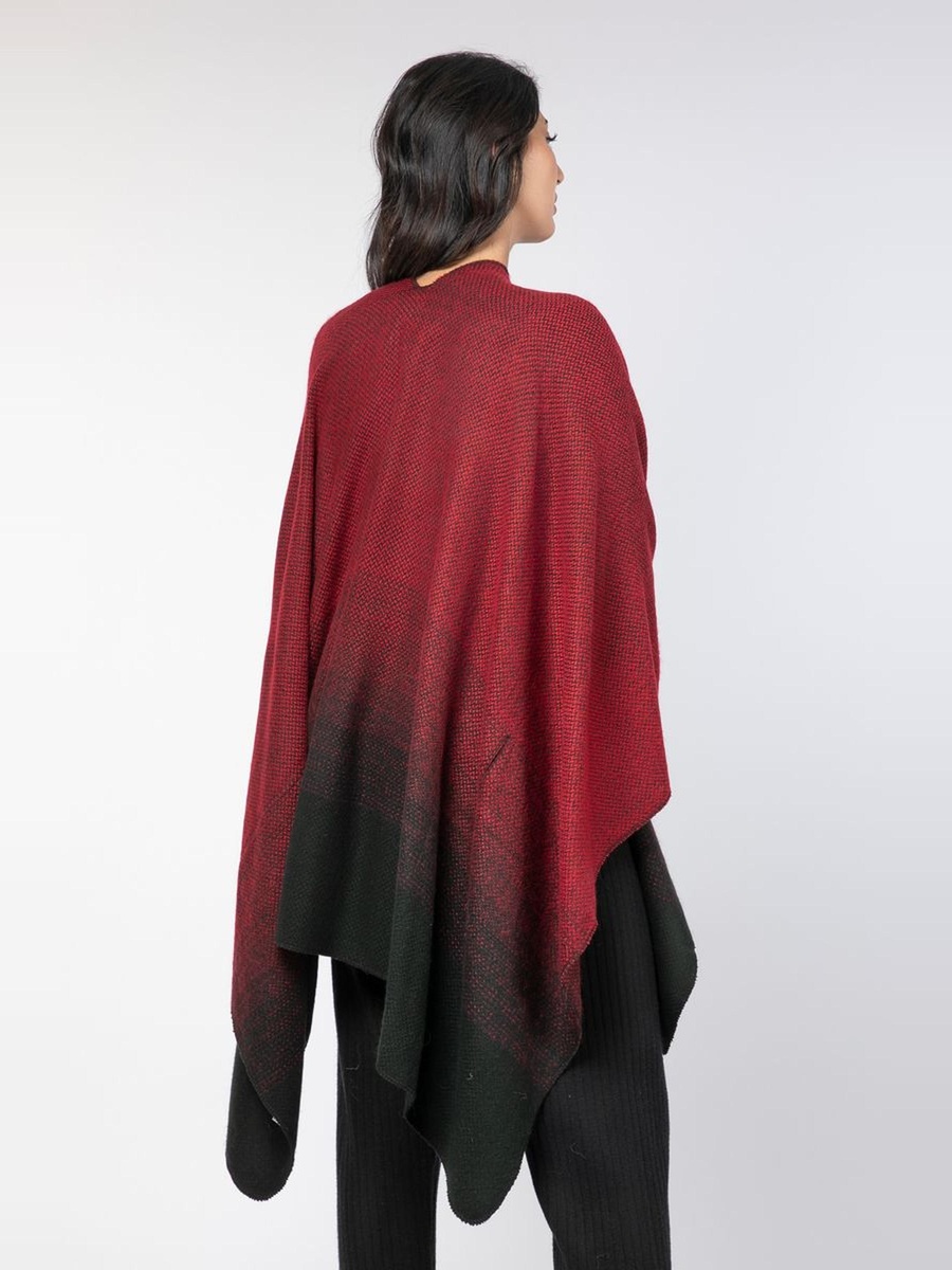 Gradient Colored Poncho Scarf with Waist Belt
