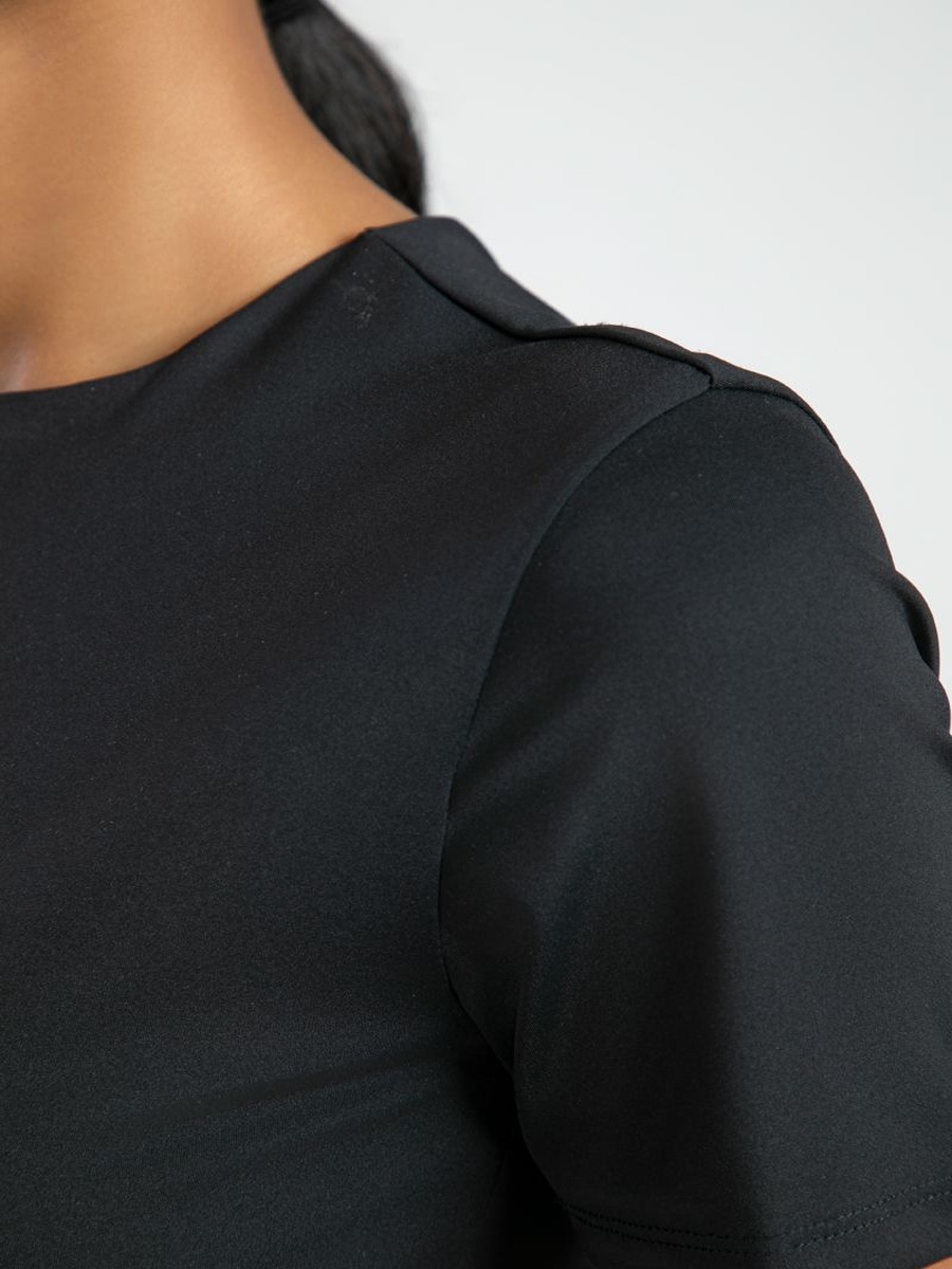 Short Sleeve Activewear Womens Sport Top Solid Color with Breathable Fabric
