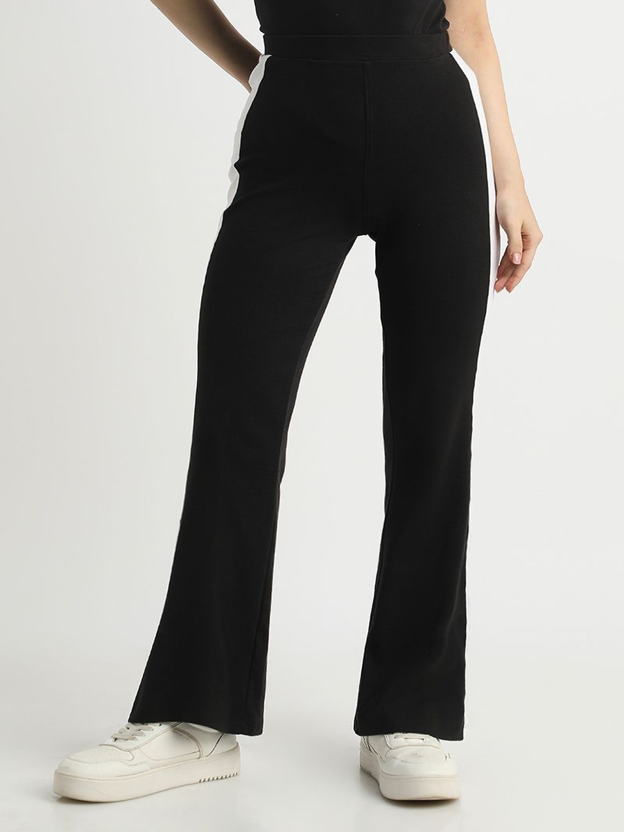 Women Elevated Basic Sweatpants Side Contrast Lines and Elastic Waist