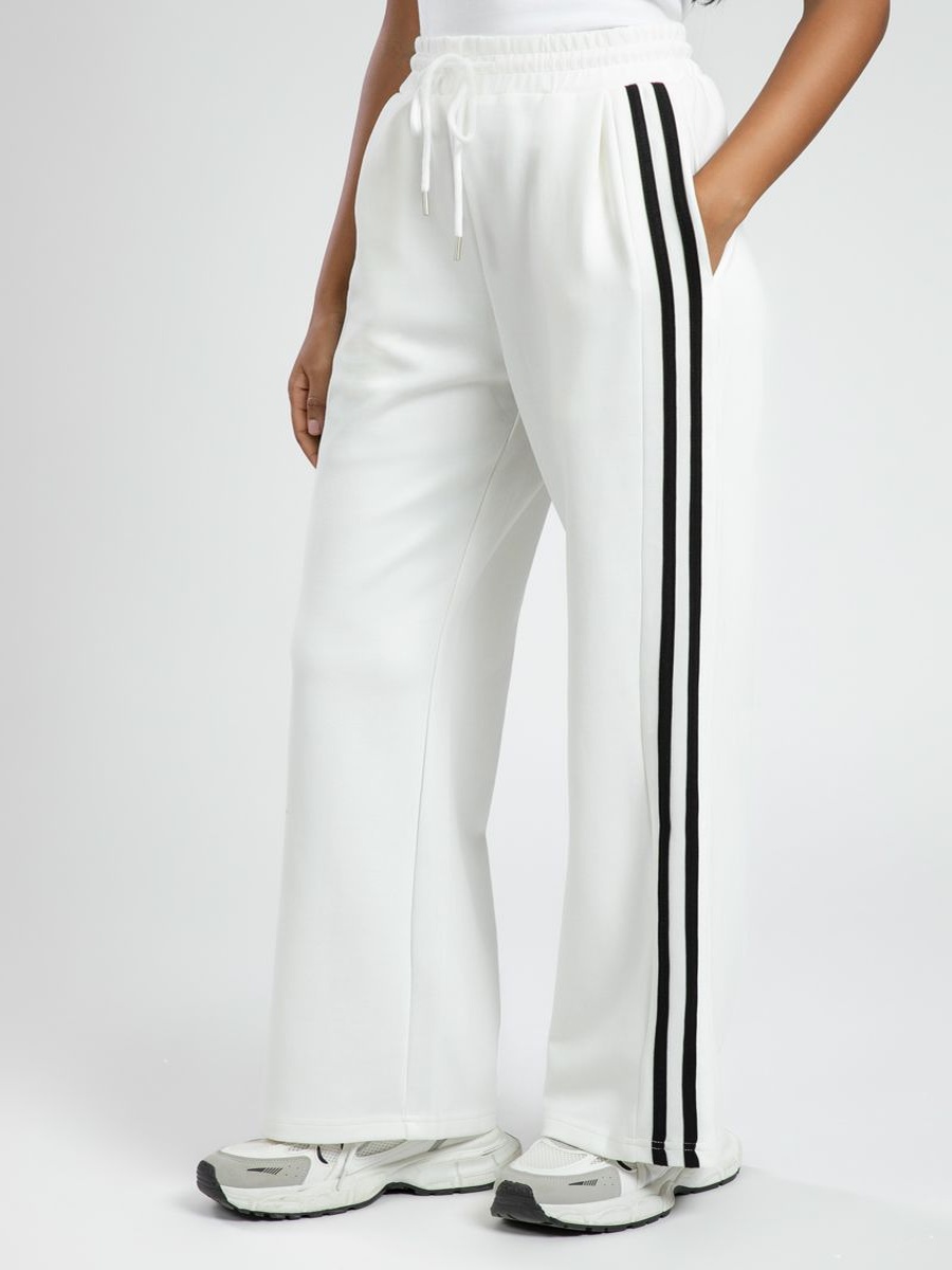 Women Casual Wide-Leg Sweatpants Side Stripes, Elastic Waist