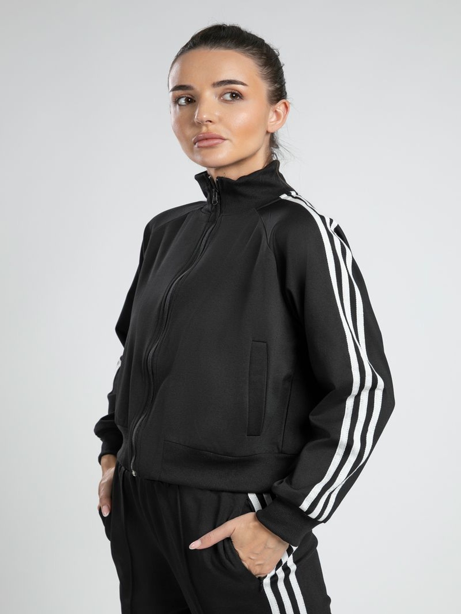 Long Sleeve Casual Women Zip-Through Cropped Track Jacket