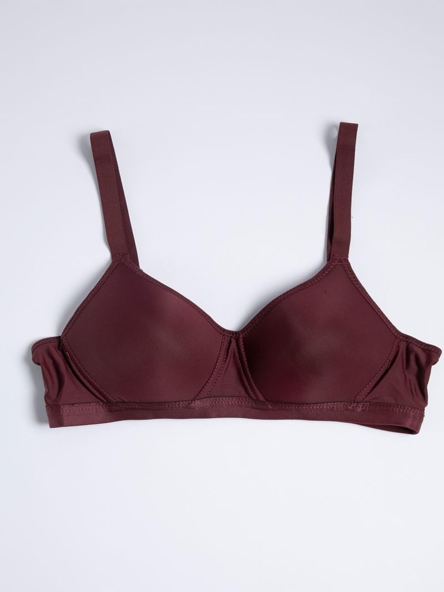 Women Maroon Solid Padded Bra