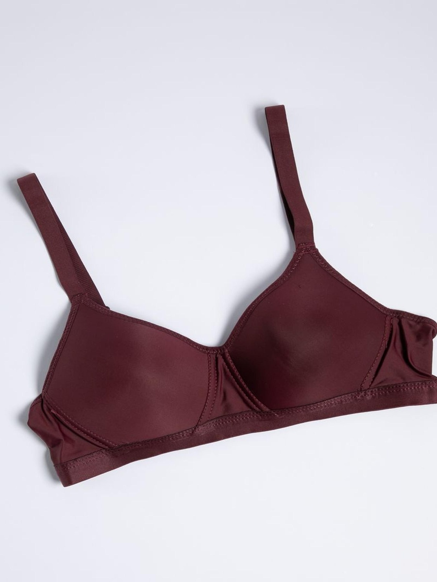 Women Maroon Solid Padded Bra