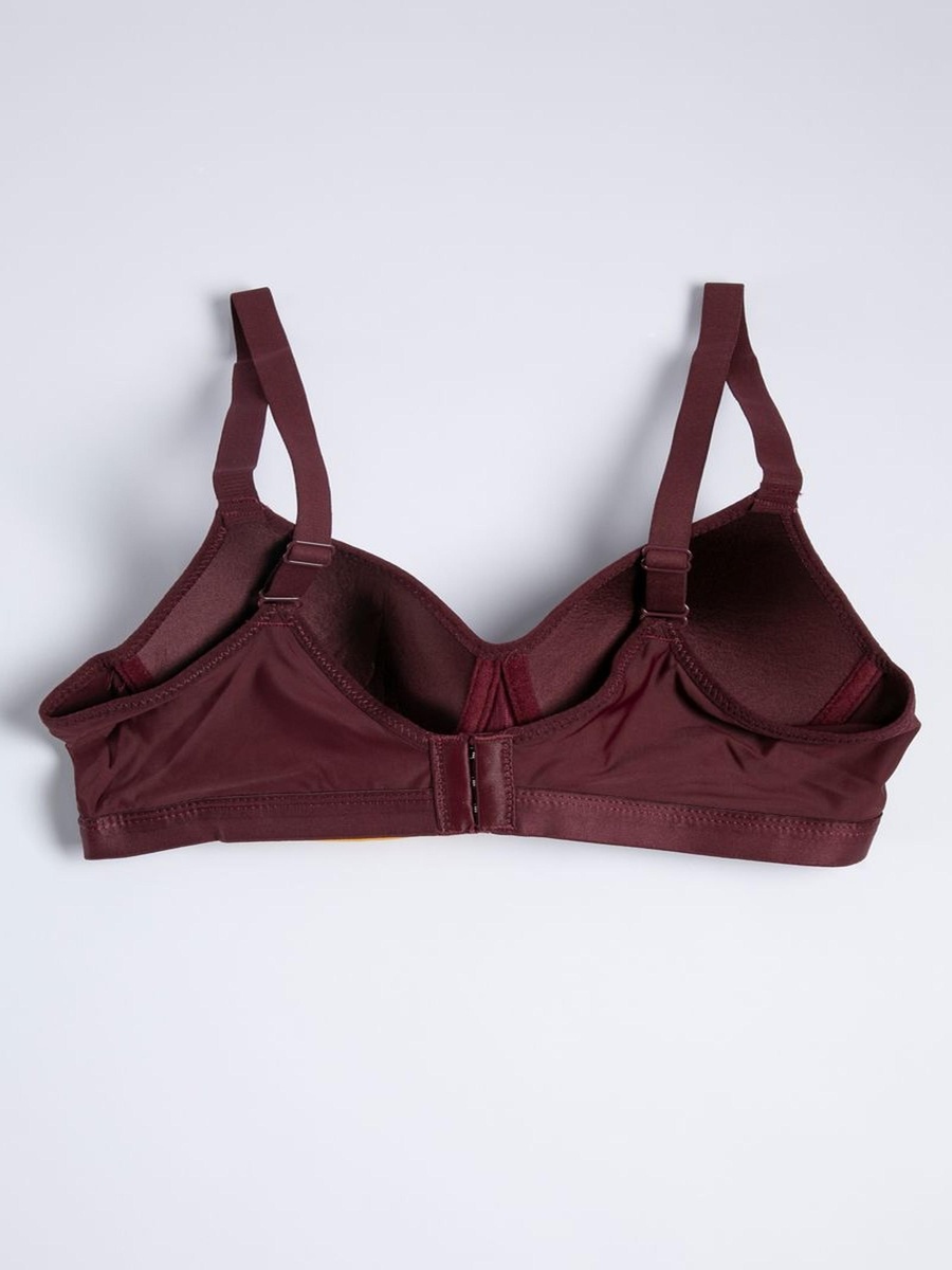 Women Maroon Solid Padded Bra