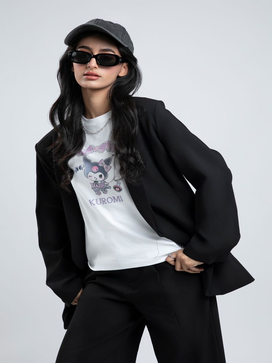 Oversized Long Sleeve Blazer Solid Color with Front Pockets