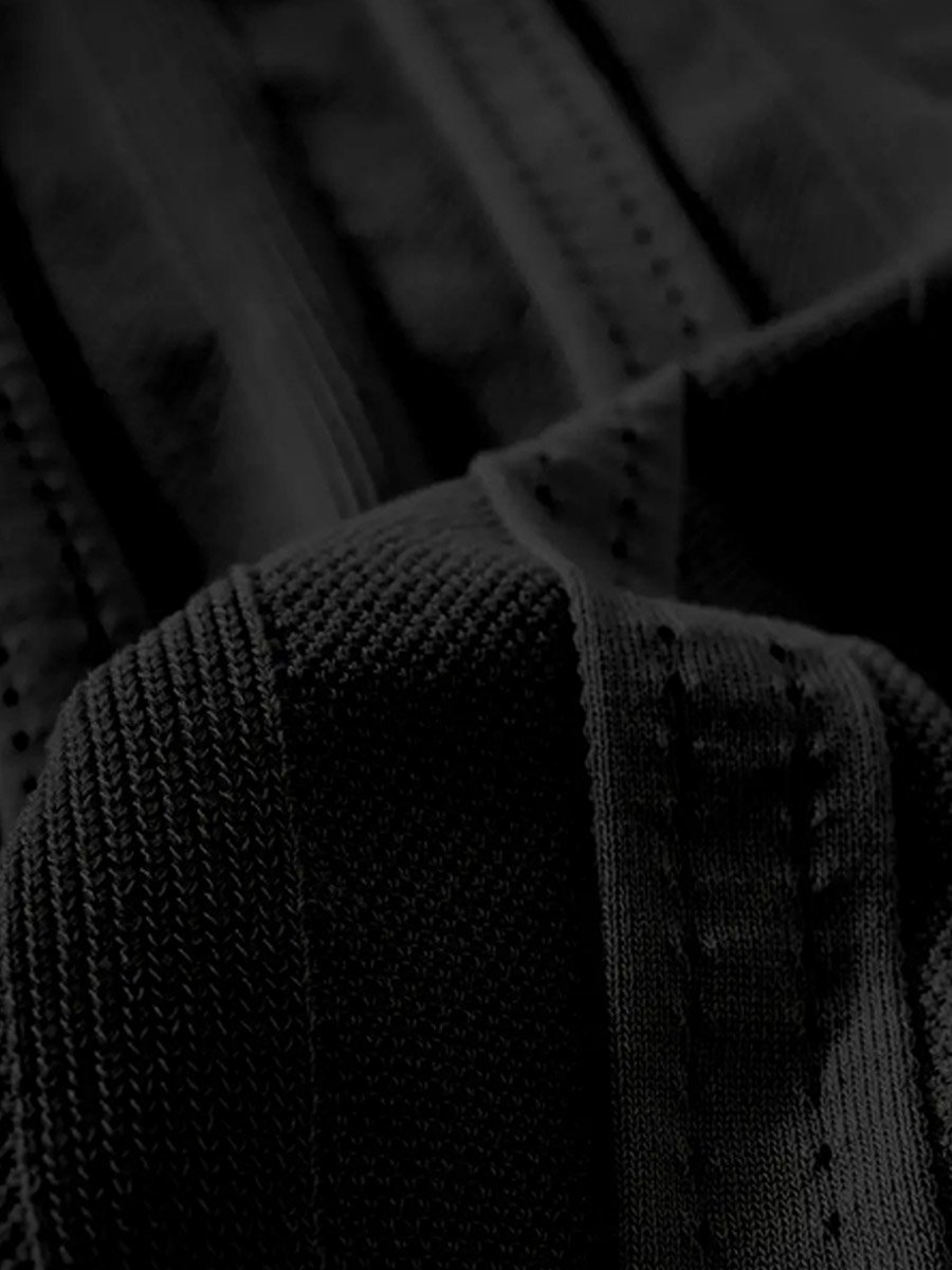 Men Textured Knit Shirt with Spread Collar