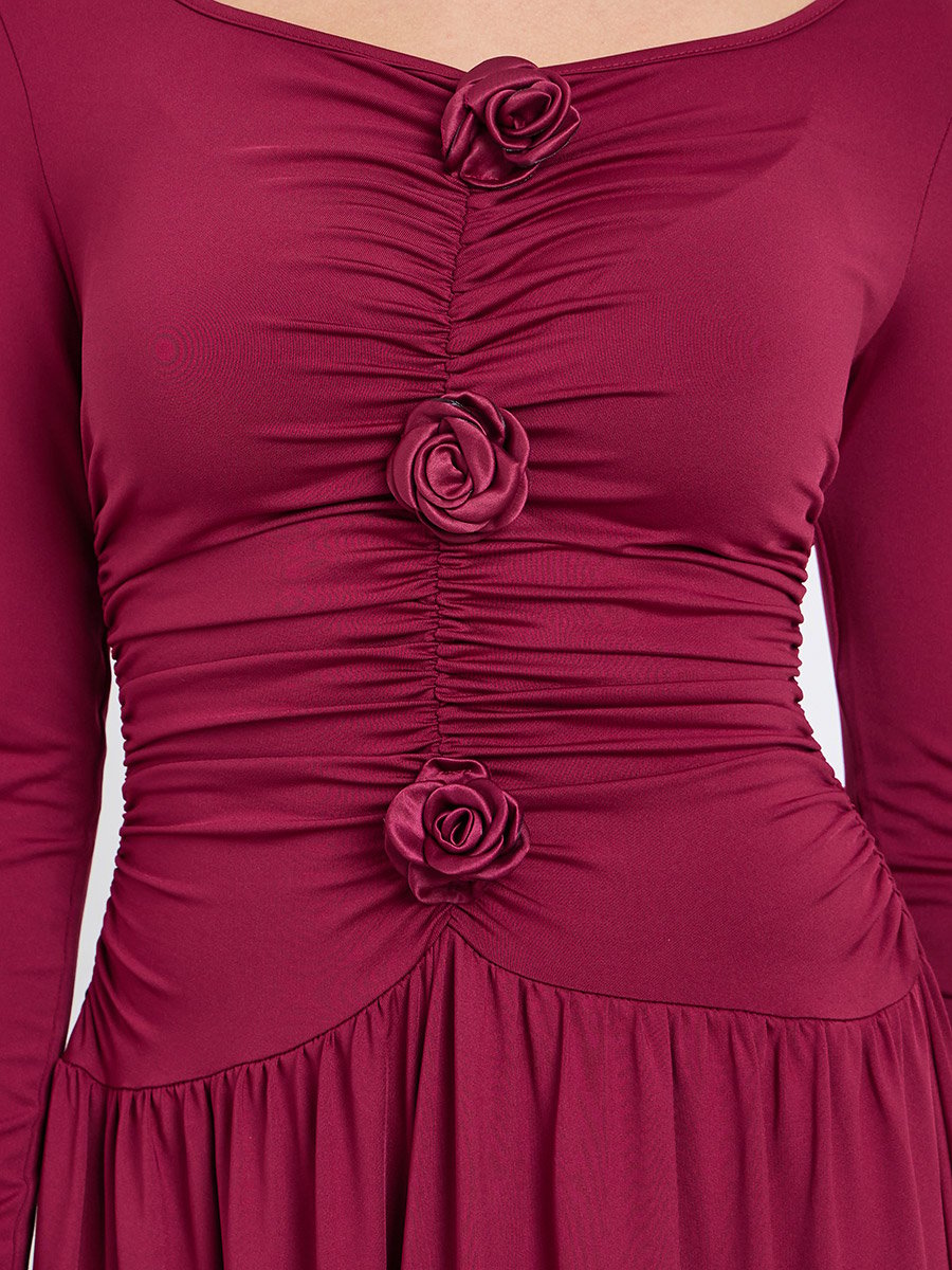 Women Maxi Evening Dress with Floral Detail