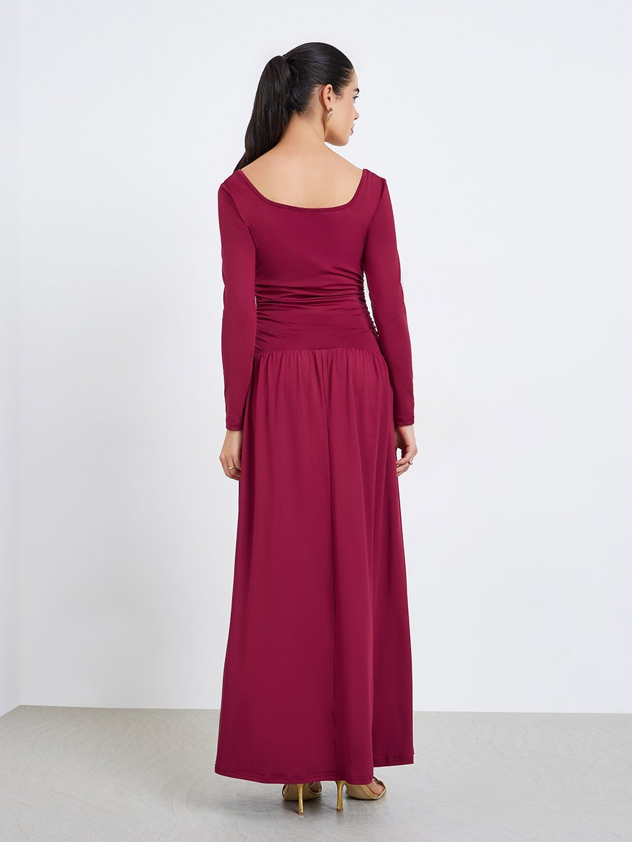 Women Maxi Evening Dress with Floral Detail