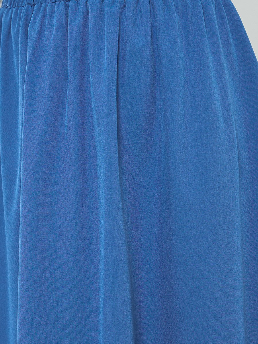 Women Blue Double-Layer Ruffled Maxi Skirt