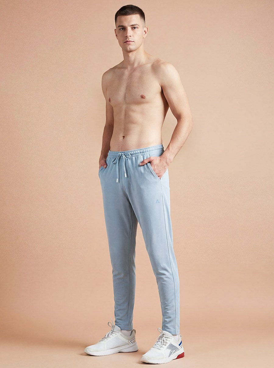 Men Blue Regular Fit Solid Track Pants