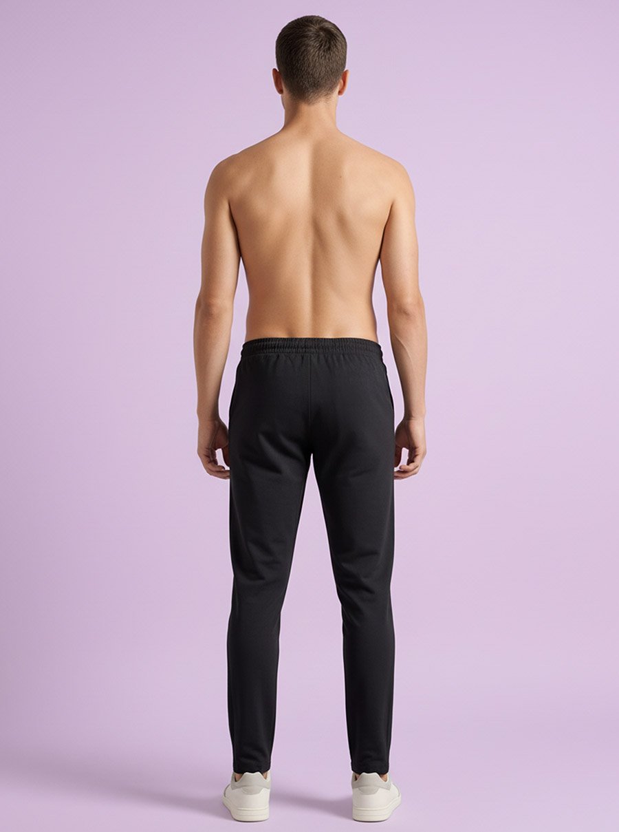 Men Black Regular Fit Solid Track Pants