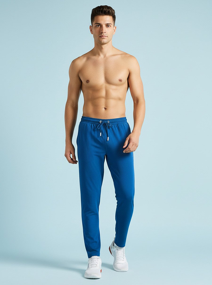 Men Blue Regular Fit Solid Track Pants