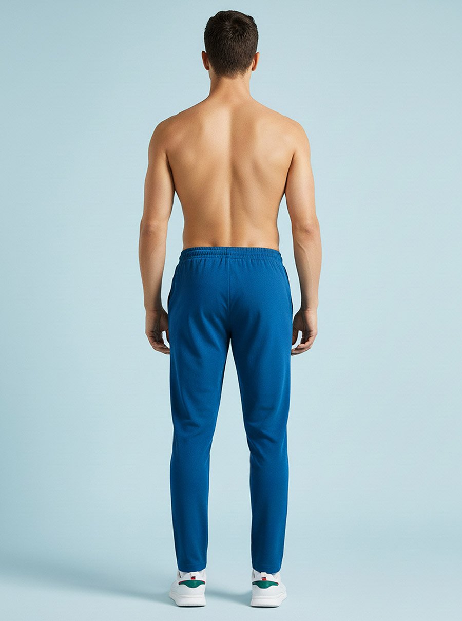 Men Blue Regular Fit Solid Track Pants