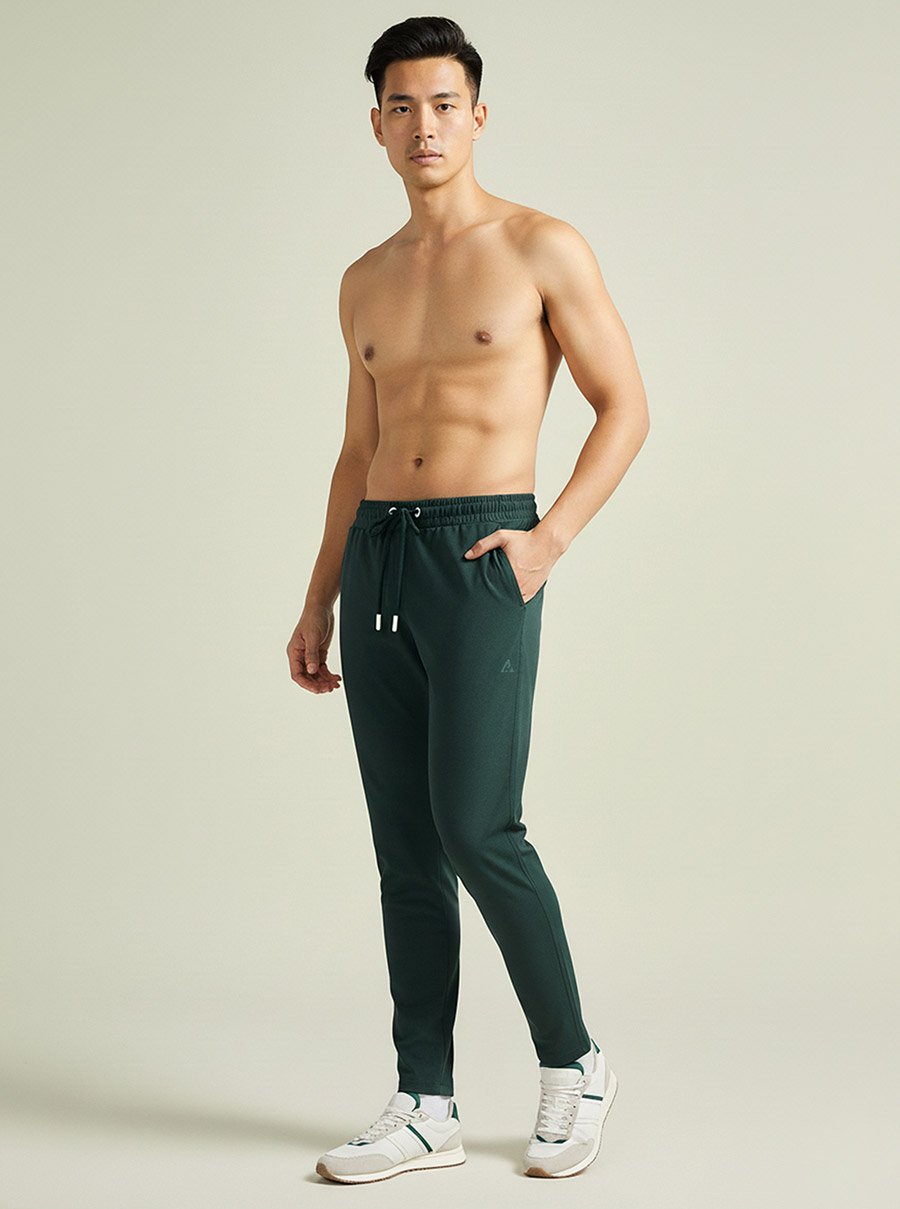 Men Dark Green Regular Fit Solid Track Pants