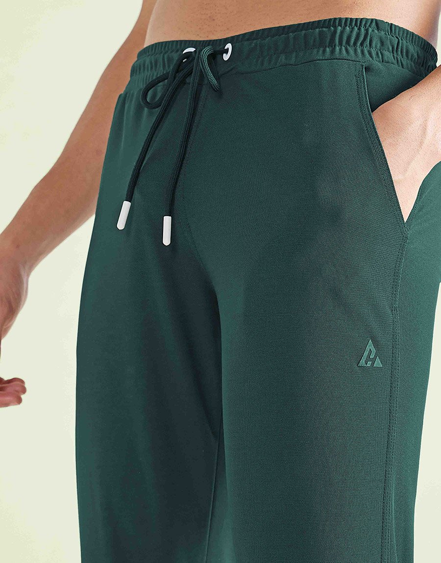 Men Dark Green Regular Fit Solid Track Pants