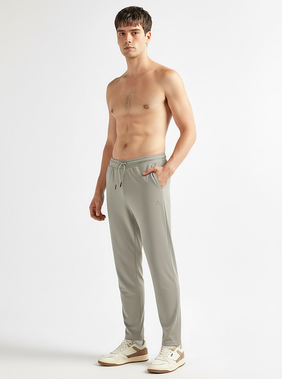 Men Grey Regular Fit Solid Track Pants