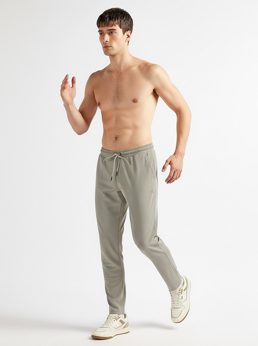 Men Grey Regular Fit Solid Track Pants