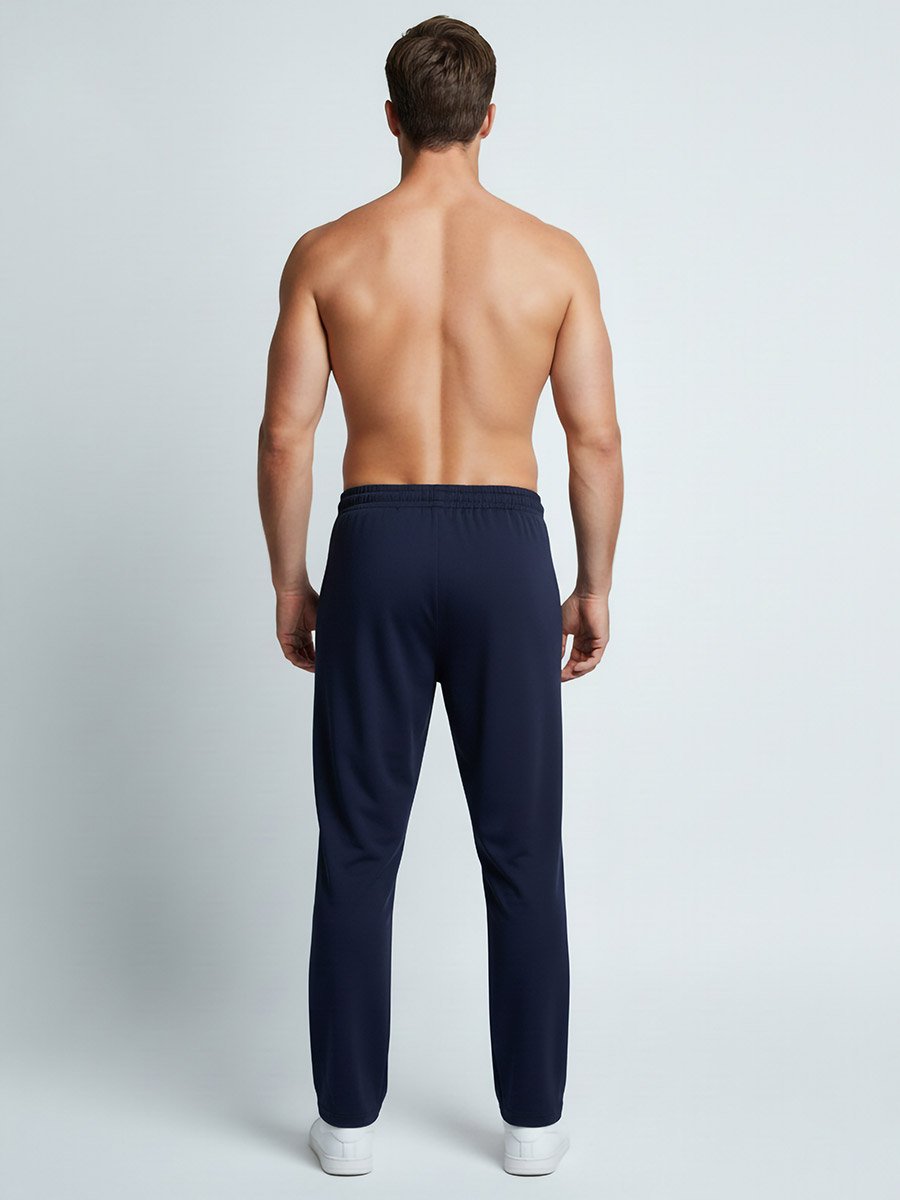 Men Navy Blue Plain Lycra Track Pants