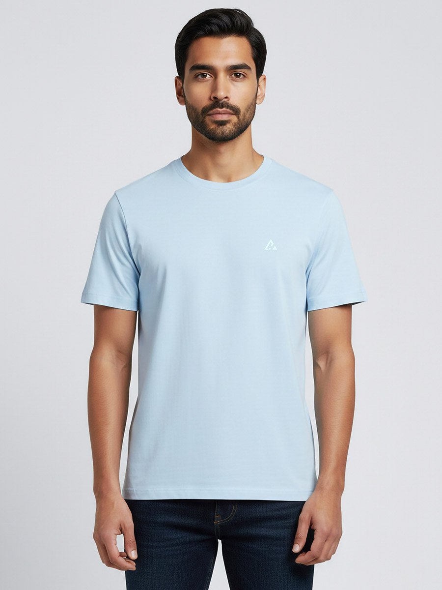 Men Blue Soft Cotton Round Neck T-Shirt