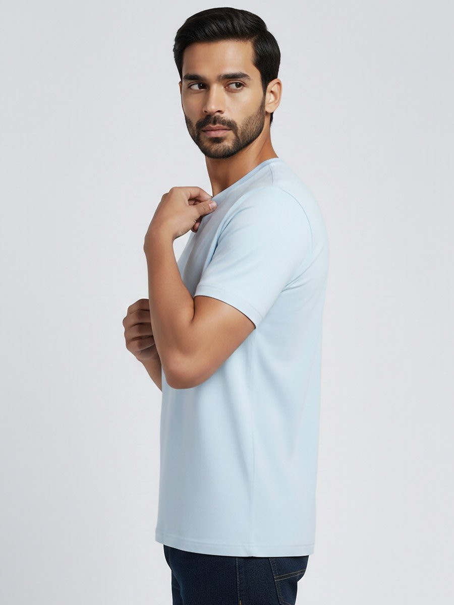 Men Blue Soft Cotton Round Neck T-Shirt