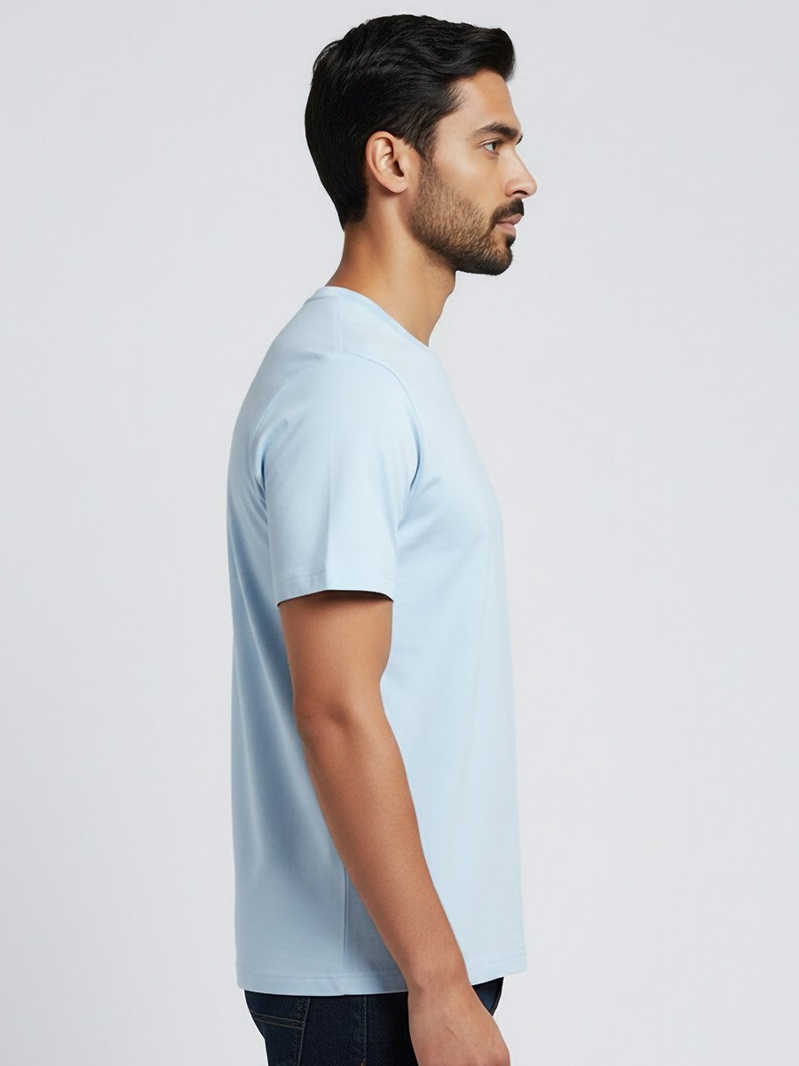 Men Blue Soft Cotton Round Neck T-Shirt