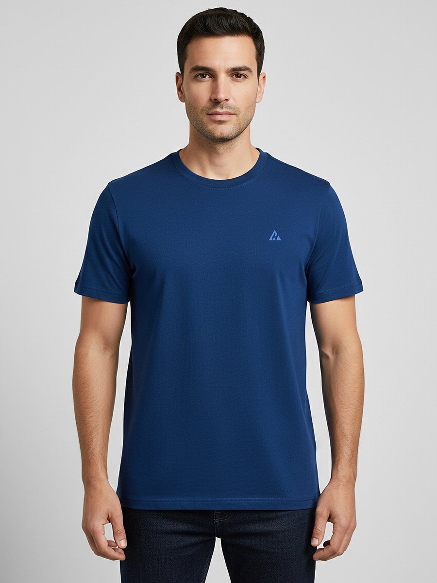 Men Blue Soft Cotton Round Neck T-Shirt