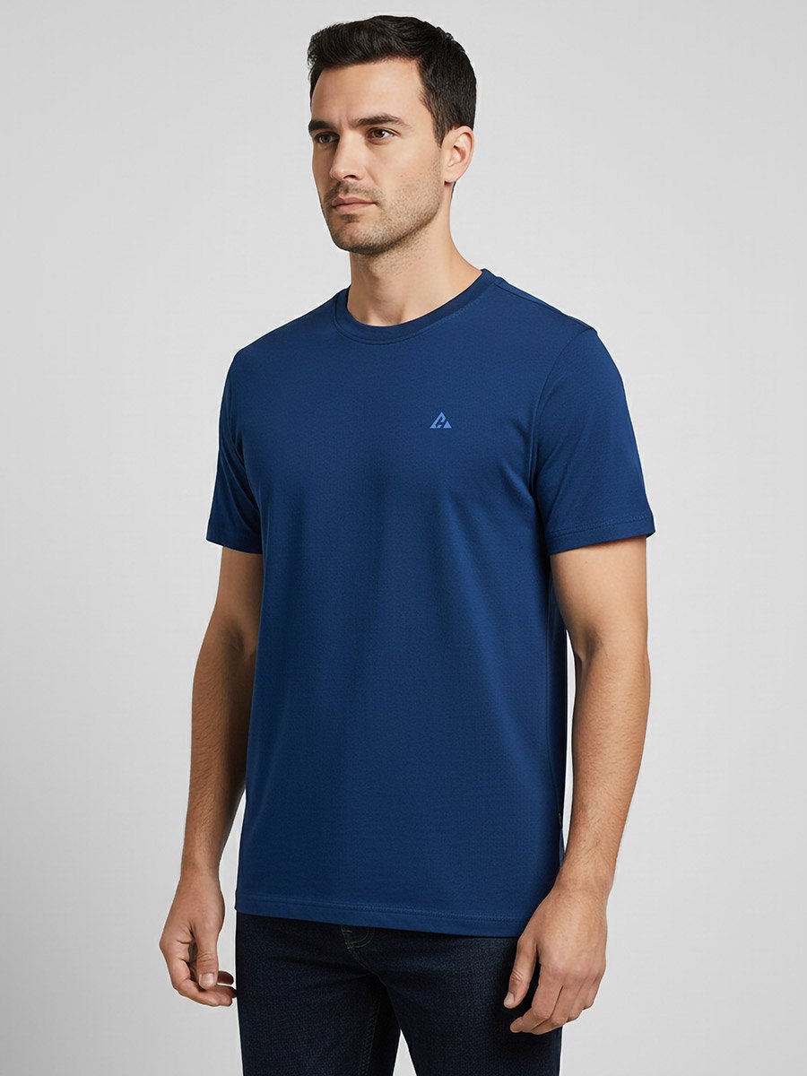 Men Blue Soft Cotton Round Neck T-Shirt