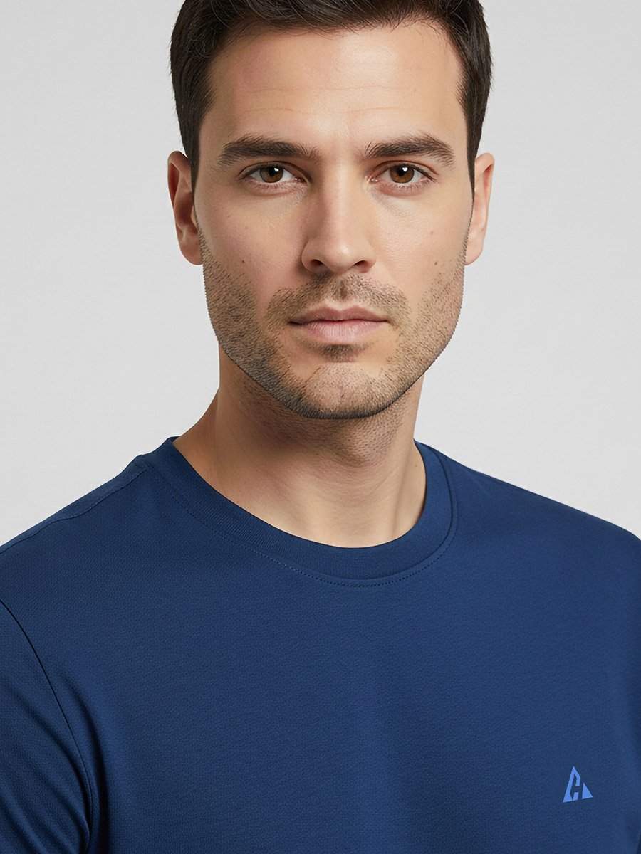Men Blue Soft Cotton Round Neck T-Shirt