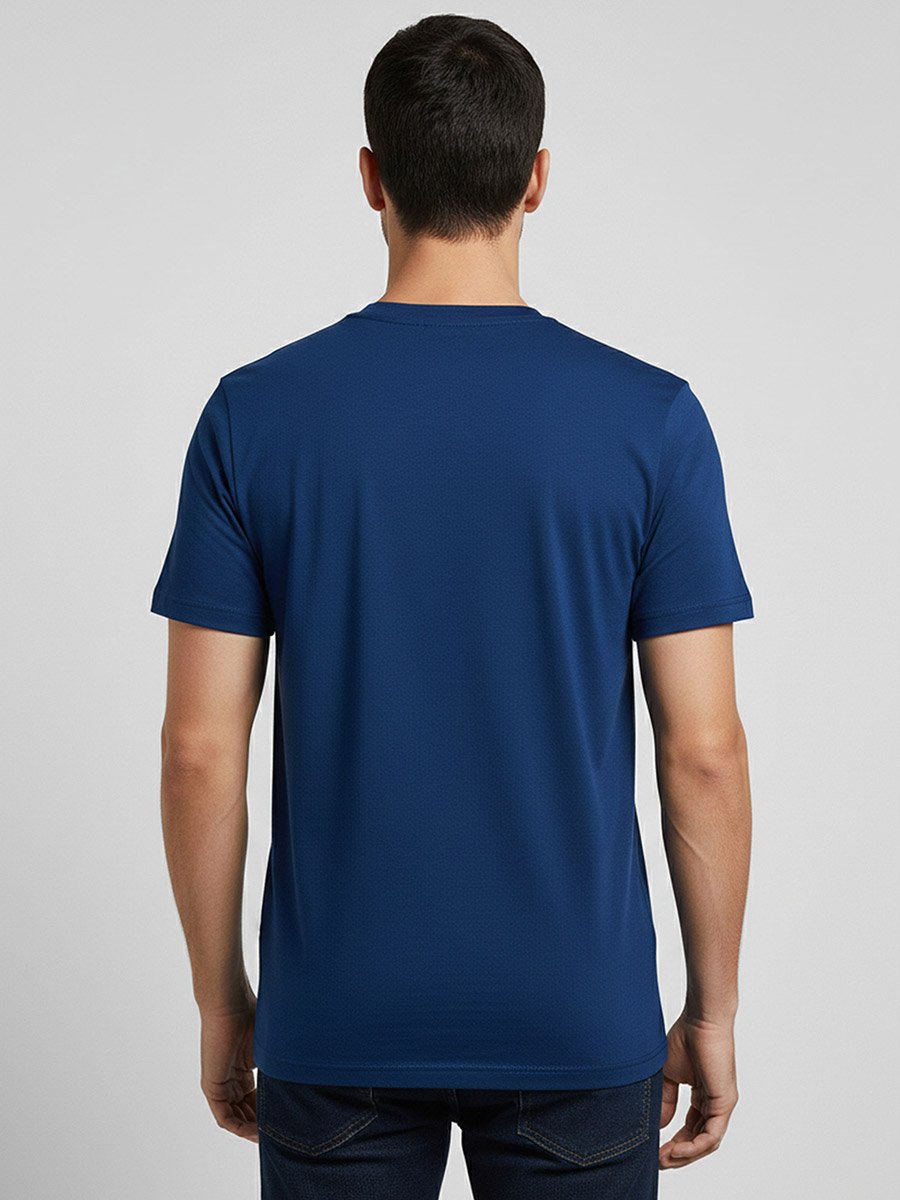 Men Blue Soft Cotton Round Neck T-Shirt