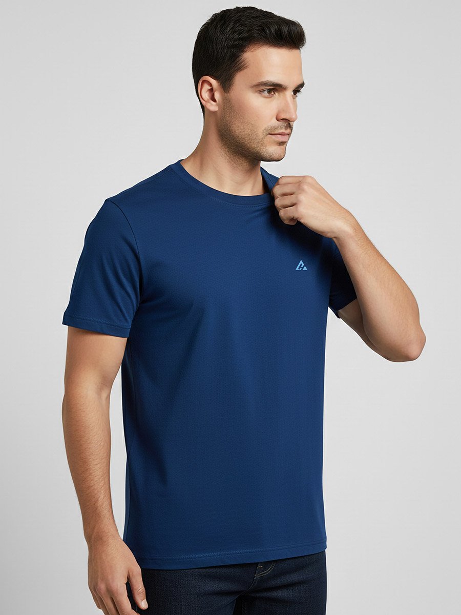Men Blue Soft Cotton Round Neck T-Shirt